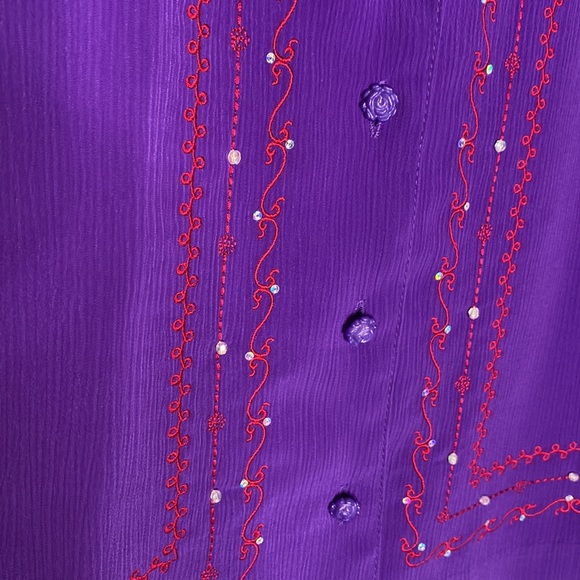 Napa Valley red hot divas hat layered look blouse - Picture 3 of 6